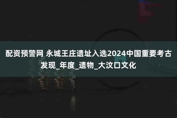 配资预警网 永城王庄遗址入选2024中国重要考古发现_年度_遗物_大汶口文化